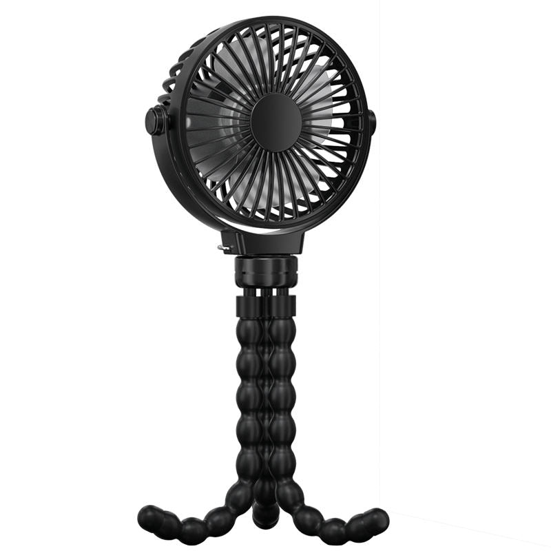 Black flexible tripod clip-on fan with bendable legs